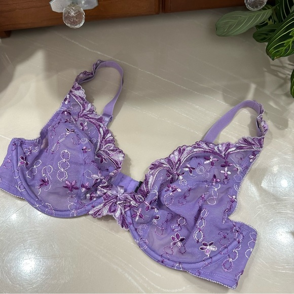 Frederick's of Hollywood Other - VTG Fredericks of Hollywood Purple Floral Mesh Bra Bralette